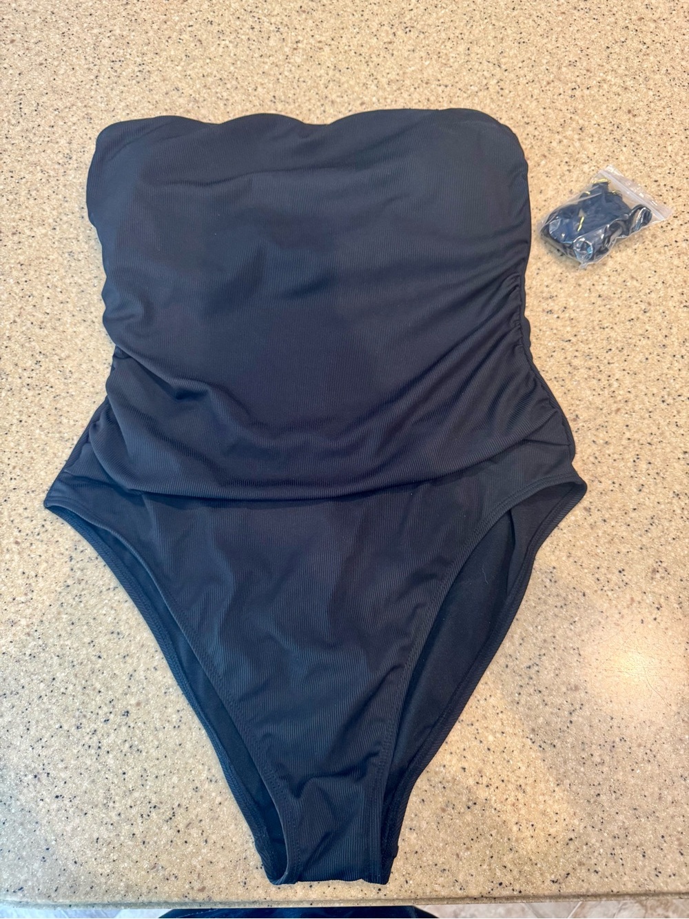 Shade & Shore Black Strapless One-Piece Swimsuit